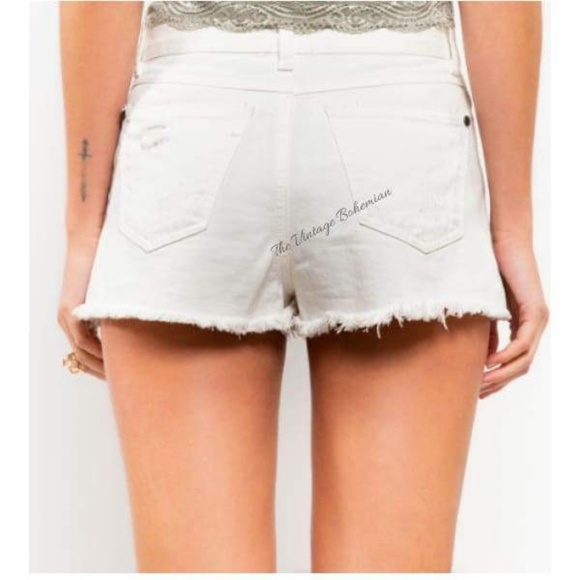 NWT Distressed Denim Shorts | White - Picture 4 of 4